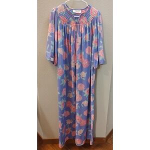 KOMAR Vtg Women's Cottagecore Floral Muumuu House Dress 1 Pocket Retro Read B20